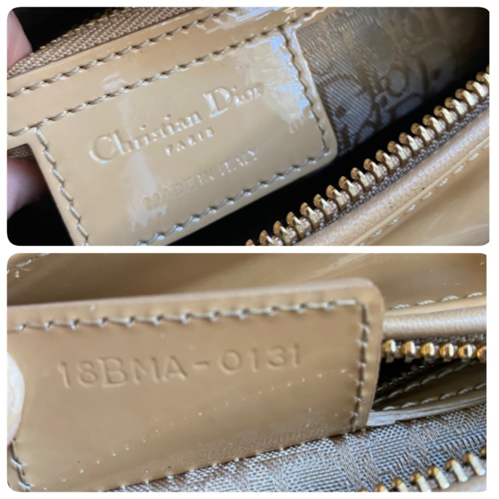 *SOLD* Lady Dior cannage quilted beige patent silver hardware Medium bag - Picture 15 of 16